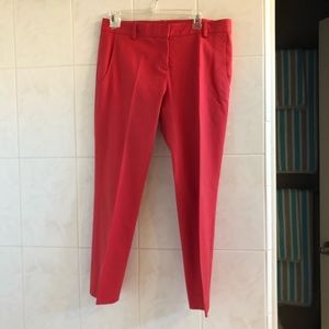 Theory Red Straight Ankle Pants